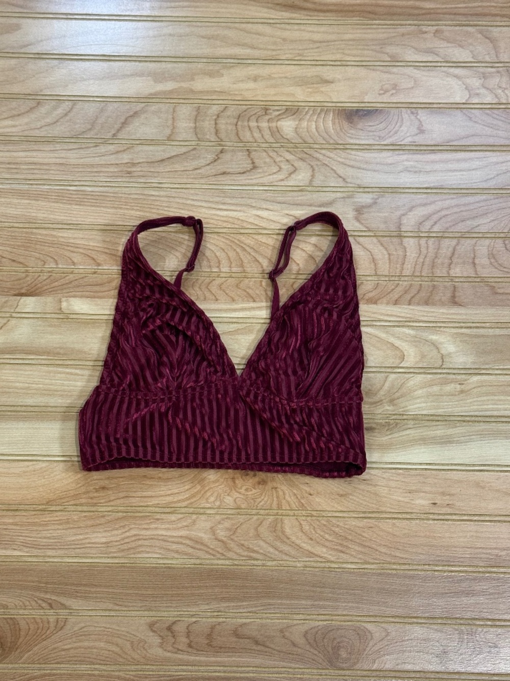 Victoria's Secret Pink Bralette Red Velvet Stripes - Medium